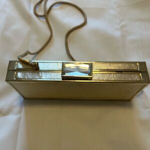 Elegant Gold Clutch with Crystal Accent